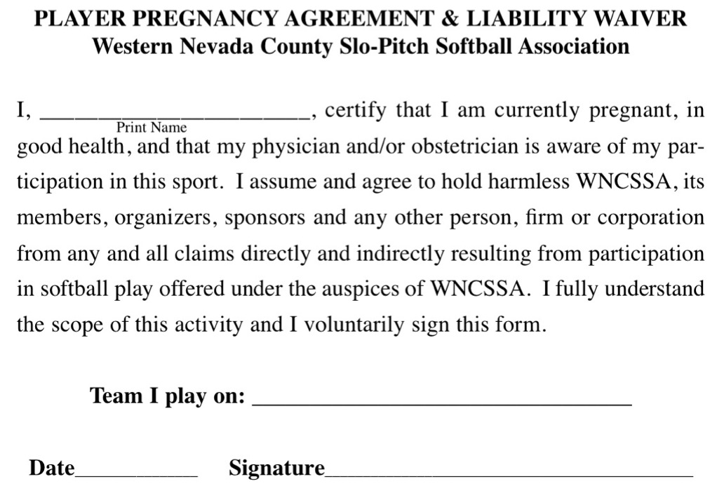 Pregnancy Waiver Form